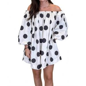 NEW FORE COLLECTION statement polka dot mini dress in white